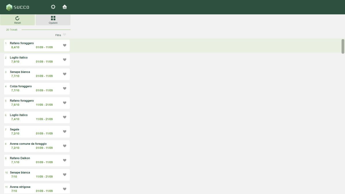 Infine Succo propone una classifica delle migliori cover crop seminabili nello specifico appezzamento